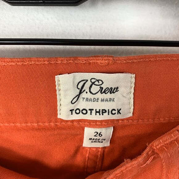 J.Crew Toothpick Jeans Orange Skinny Stretch Cotton Colorful Bright Size 26 - Picture 3 of 8